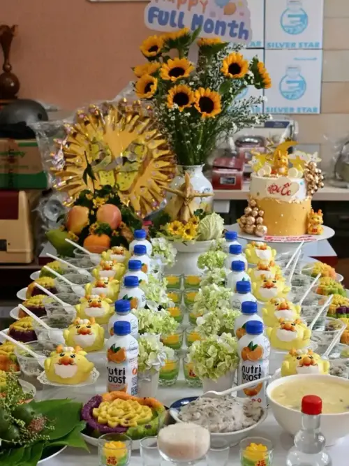 Mâm Cúng Mụ Bé Trai (Mẫu Hoa Cúc)