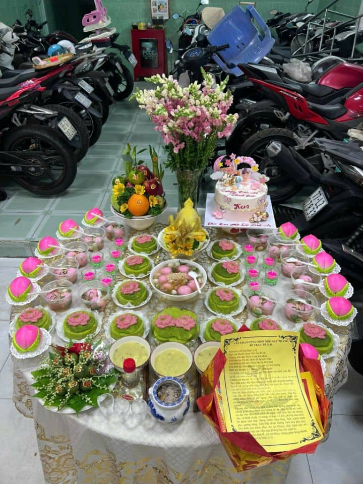 Mâm Cúng Đầy Tháng - Thôi Nôi Bé Gái (Mẫu 1)