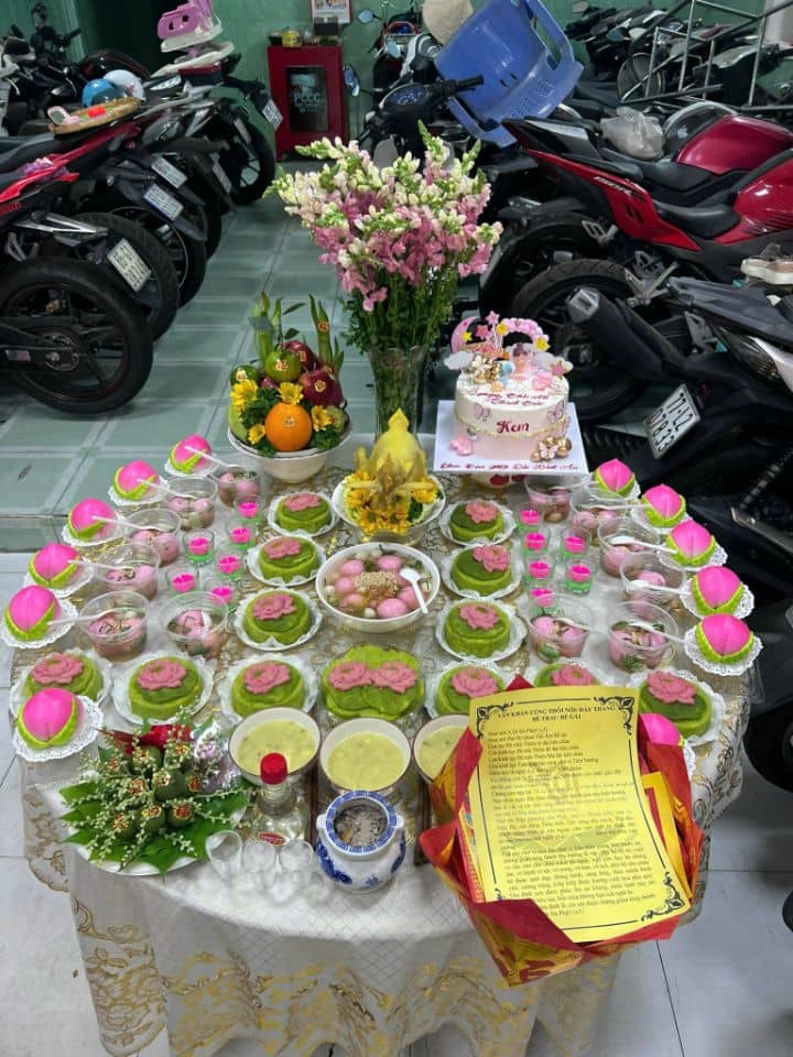 Mâm Cúng Đầy Tháng - Thôi Nôi Bé Gái (Mẫu 1)