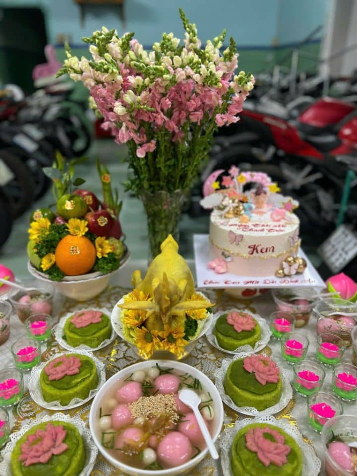 Mâm Cúng Đầy Tháng - Thôi Nôi Bé Gái (Mẫu 1)