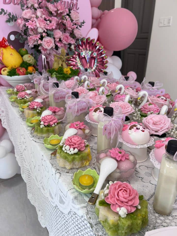 Mâm Cúng Đầy Tháng - Thôi Nôi Bé Gái (Mẫu 2)